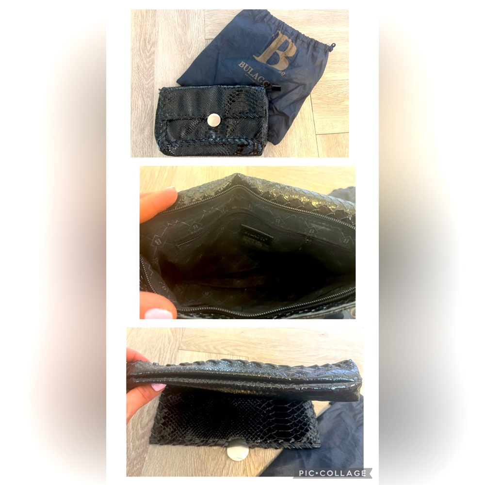 Gently Loved Bulaggi Black Faux Snakeskin Clutch.